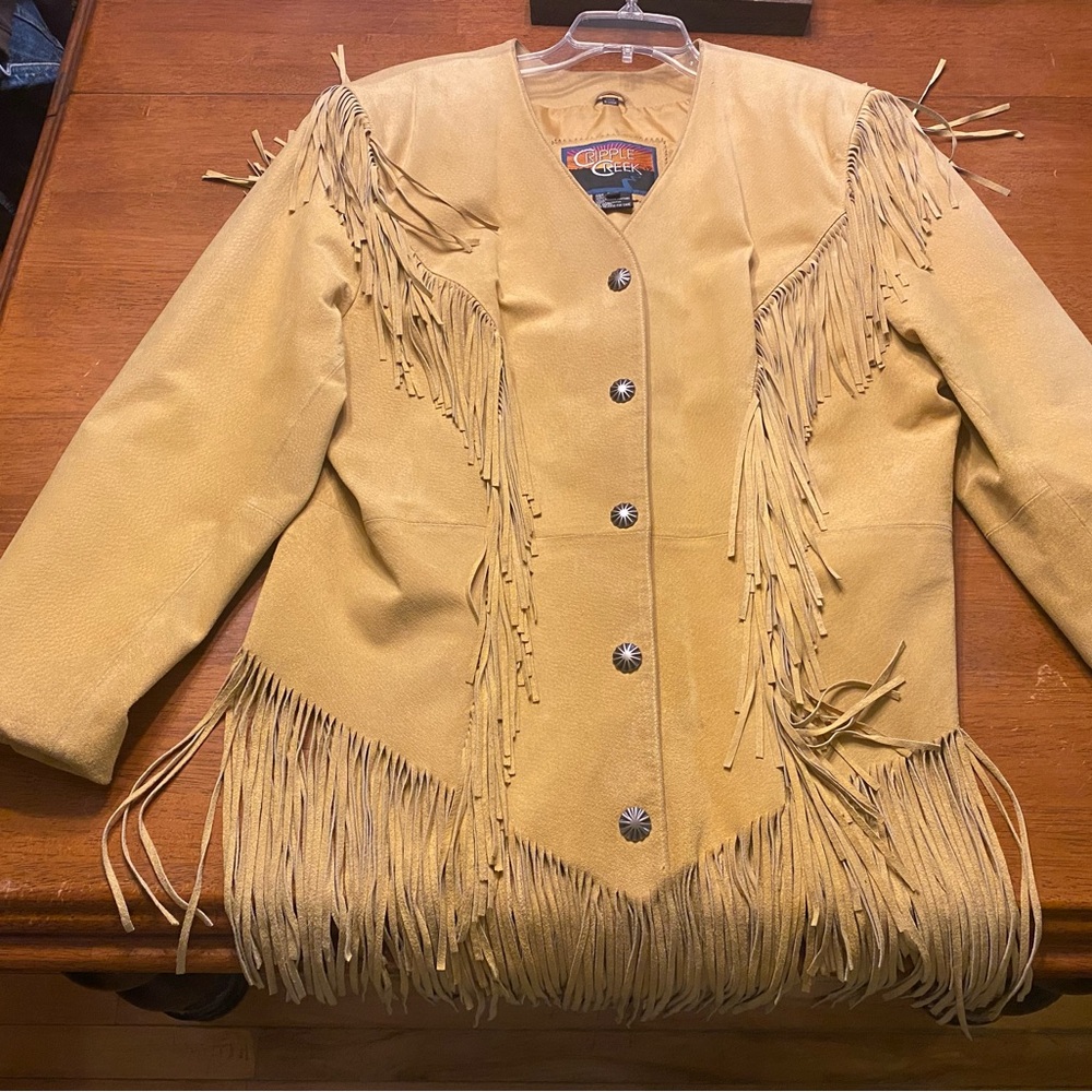 VTG Cripple Creek Golden Tan Fringe Leather Jacket - Picture 4 of 12